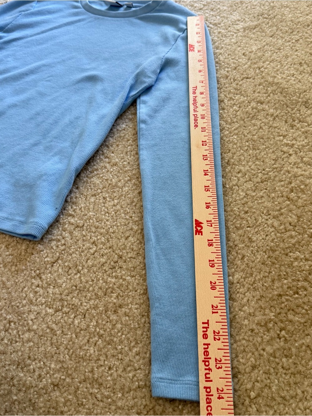 Aritzia Homestretch Size M Light Blue Fitted Cotton Long Sleeve Top - Picture 8 of 8